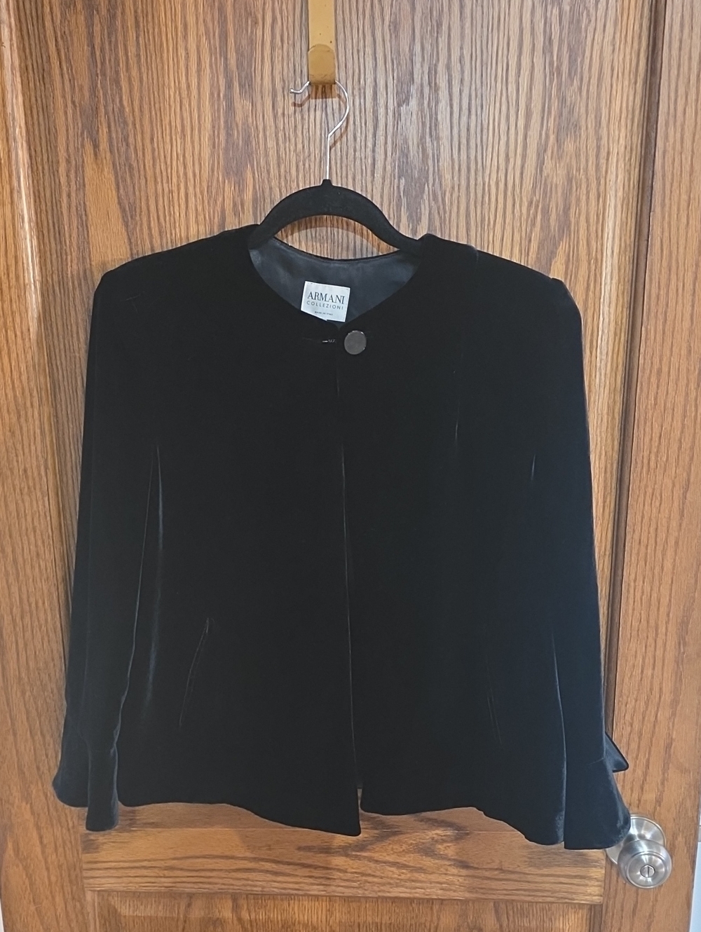 Armani Collezioni Black Velvet Collarless Blazer